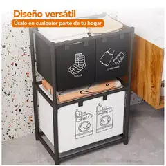 INSPIRA - Cesto Organizador de Ropa para Lavandería de 2 Niveles Negro