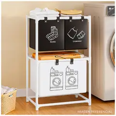 INSPIRA - Cesto Organizador de Ropa para Lavandería de 2 Niveles Blanco