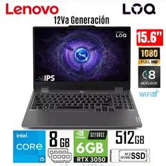 LENOVO - LAPTOP LOQ 15IAX9 INTEL CORE I5 12TH 8GB 512GB 156 FHD 144HZ RTX3050 6GB