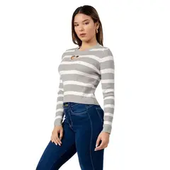 INDEMA - Chompa Casual Corazón de Cashemira Color Gris