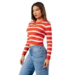 INDEMA - Chompa Casual Corazón de Cashemira Color Naranja