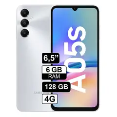 SAMSUNG - Celular Galaxy A05s 128GB 6GB ram cámara principal 50MP frontal 13MP 67 SILVER