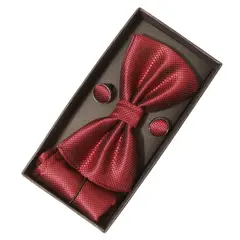 KAST PE - Set Houston Corbata Michi Pañuelo y Gemelos Burgundy