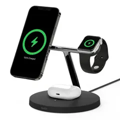 BELKIN - Cargador inalámbrico Magsafe 3 en 1 15W Qi2 color Negro