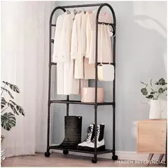 INSPIRA - Perchero Organizador Estante de Ropa Zapatos de 2 Niveles Negro