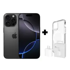APPLE - IPHONE 16 PRO MAX 256GB CHIP FISICO - NEGRO TITANIO + CARGADOR + CASE PROTECTOR