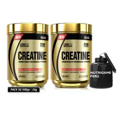 LEVEL PRO - Creatina 1Kg Creatina Monohidratada 100% Pure Creatine