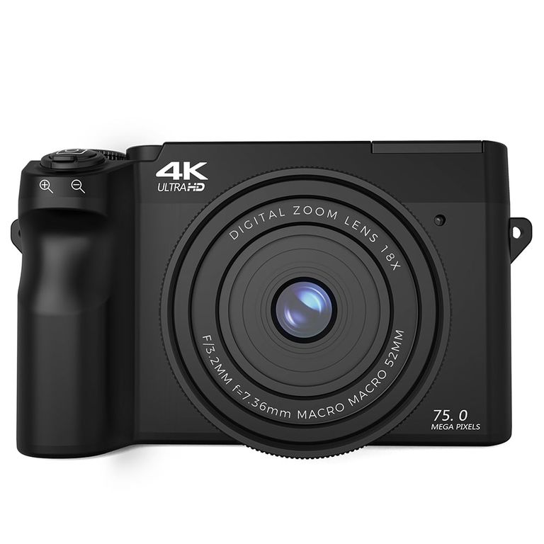 Cámaras Digitales 4K 75MP WiFi Negra 64GB-Zoom digital 18X Webcam