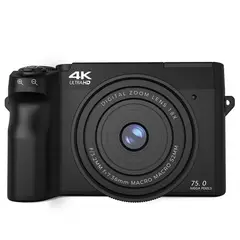 RENVMEXY - Cámaras Digitales 4K 75MP WiFi Negra 64GB-Zoom digital 18X Webcam