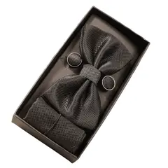 KAST PE - Set Houston Corbata Michi Pañuelo y Gemelos Negro