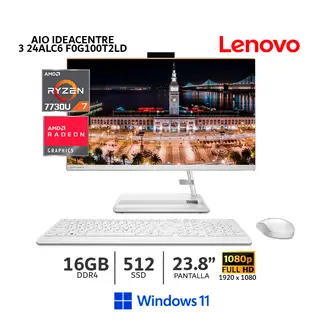 LENOVO - AIO IdeaCentre 3 24ALC6,AMD Ryzen 7, 16Gb Ram, 512Gb SSD,WIN11 F0G100T2LD