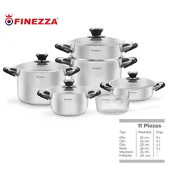 FINEZZA - JUEGO DE OLLAS EN ACERO INOXIDABLE 11 PZAS