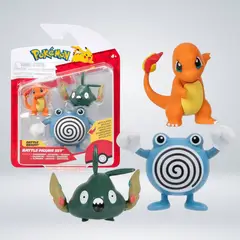 POKEMON - FIGURAS DE SET DE CHARMANDER - POLIWHIRL - TRUBBISH
