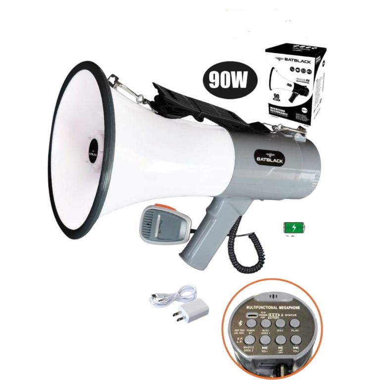 Megáfono Recargable 90W con Sirena Bluetooth y USB BT-ER99