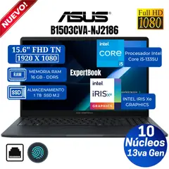 ASUS - Laptop Expertbook B1503CVA-NJ2186 15.6" FHD TN, Core i5-1335U, Ram 16GB, Ssd 1 TB, FreeDos