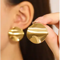 GENERICO - Aretes circulares acero inoxidable dorado