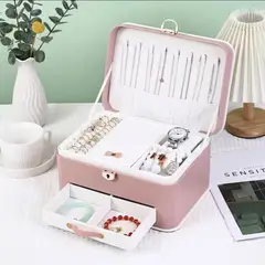 GENERICO - Caja De Joyero con Almacenamiento De Aretes de 2 Niveles