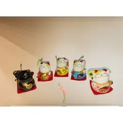 GENERICO - 5 ADORNOS DE GATO CHINO DECORATIVOS DIFERENTES DESEOS