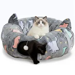AMICATS - Cama Túnel para Gatos con Cogín