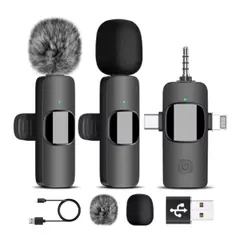 GENERICO - Micrófono Inalámbrico Solapero 4 En 1 compatible con Iphone Tipo C