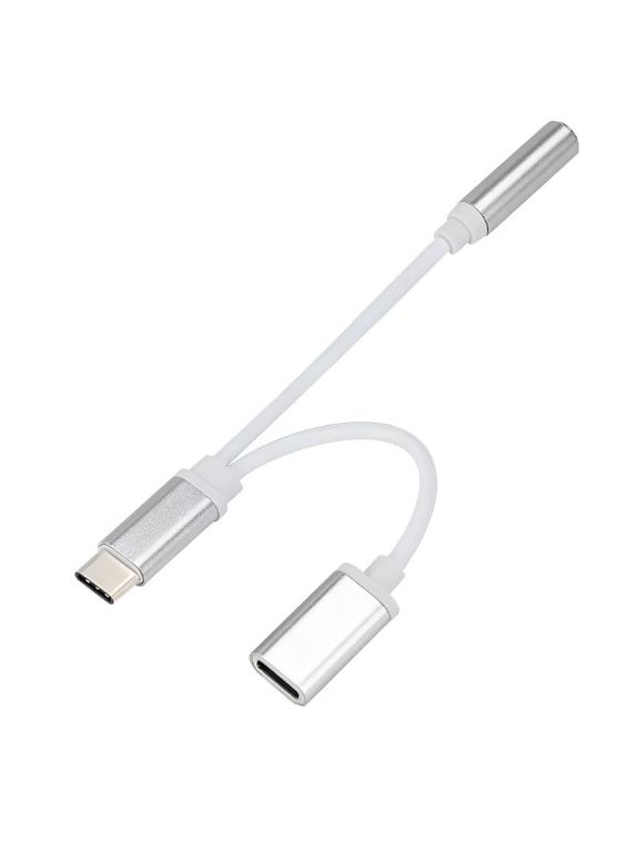 Cable adaptador USB tipo C conector auxiliar de 35mm divisor de Audio