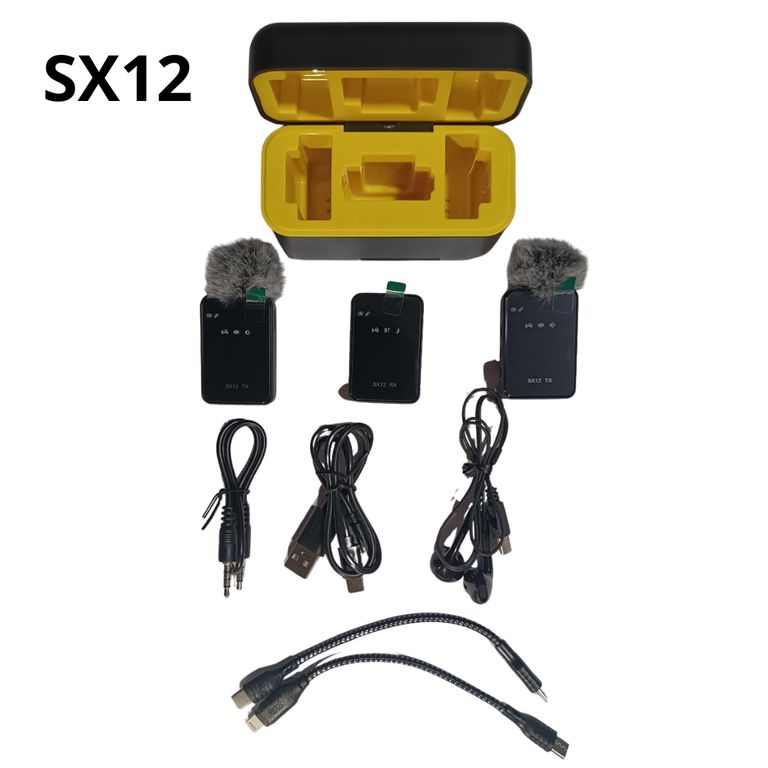 Micrófonos Inalámbricos Solaperos Recargables Dual 4 en 1 Sx12