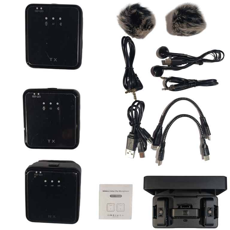 Micrófonos Inalámbricos Solapa Recargables Dual 4 En 1 Sx63