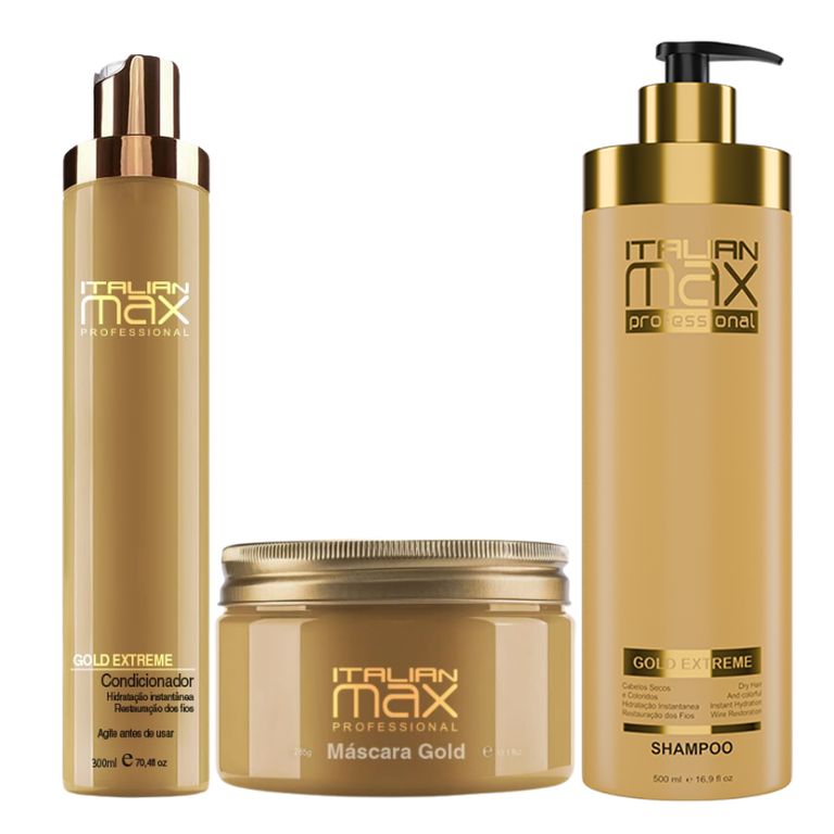 ITALIAN MAX - Gold Extreme Shampoo 500ML + Acondicionador 300ML + Mask
