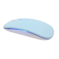 GENERICO - Mouse Inalámbrico Recargable Dual Bluetooth y USB 24G RGB AZUL