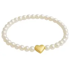 GENERICO - Pulsera Perlas del Rio con corazón pasante Mujer