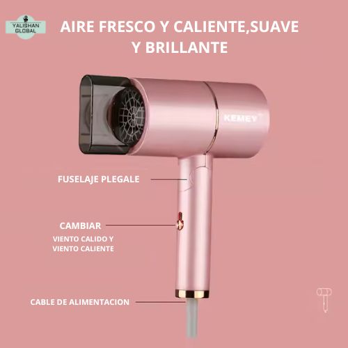 Secador de pelo portátil de iones negativos -KEMEY KM-8223