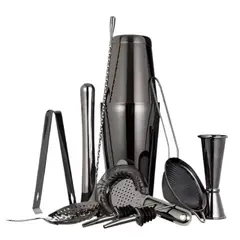 GENERICO - Kit Bartender Profesional 10 Pzs Color Negro en Acero Inox