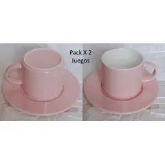 GENERICO - Pack x 2 Taza para Cafe Color Rosa de 200 ml