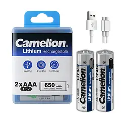 CAMELION - Pilas Recargables AAA USB Directo 650mWh Litio
