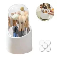 ELMEJORPRECIO - Organizador para Brochas de Maquillaje Giratorio Blanco