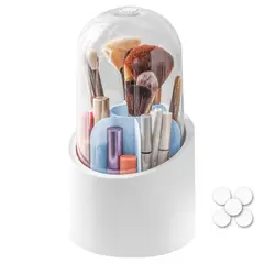 ELMEJORPRECIO - Organizador para Brochas de Maquillaje Giratorio Celeste