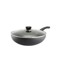 RECORD - SARTEN WOK ANTIADHERENTE 30 CM DE DIAMETRO CON TAPA DE VIDRIO