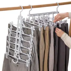 ELMEJORPRECIO - Perchero Colgador 6 en 1 para Pantalones Gris