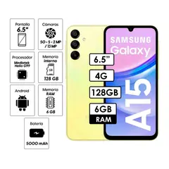 SAMSUNG - Celular Galaxy A15 4G 6GB 128GB Amarillo