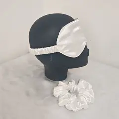 GENERICO - Pack Antifaz para dormir + Scrunchie en Satín - Perla