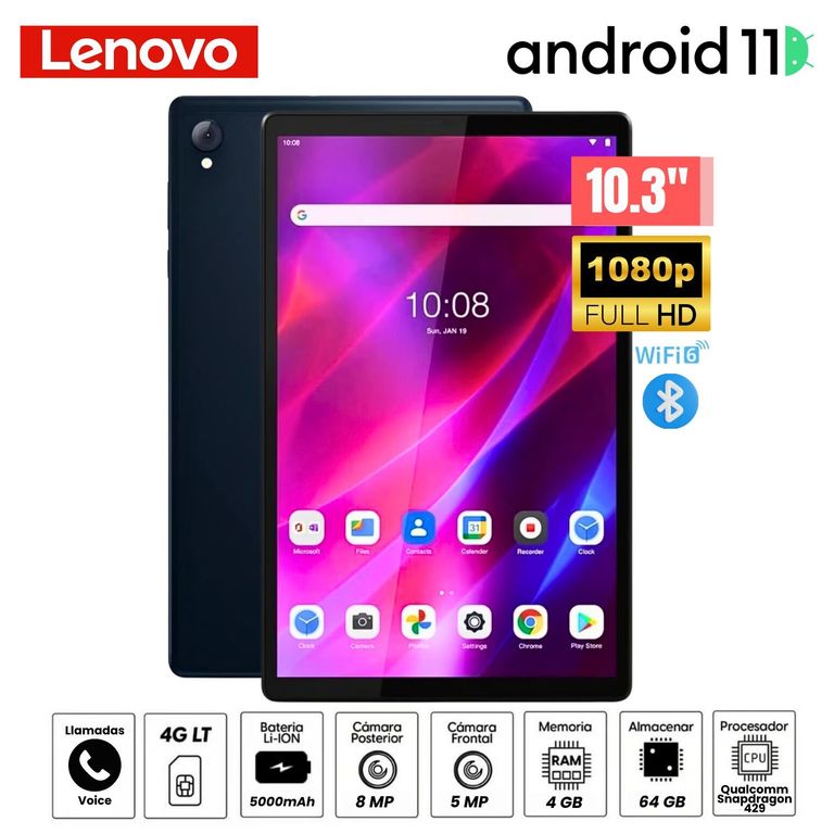 Tablet Tab K10 TB-X6C6X 10.3" FHD 4GB RAM 64GB SSD Android 11 -