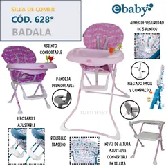 EBABY - SILLA DE COMER GRADUABLE BADALA – ROSADO