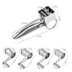 GENERICO - RALLADOR DE QUESO CON MANIVELA DE ACERO INOXIDABLE 403 CON 5 TAMBORES