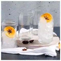 CRISTAR - VASO DE VIDRIO ESTILO LATA DE 16 OZ X 6 UNIDADES