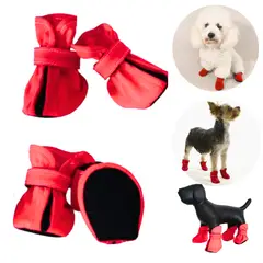 GENERICO - ZAPATOS IMPERMEABLES PARA PERROS MASCOTAS ROJO-XS