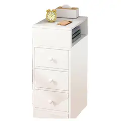 U BUY - Velador Angosto Con Cajones Bicolor Homer Design Blanco