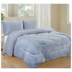 GENERICO - EDREDON PIEL DE ANGEL CON SHERPA CASATEX 3 PIEZAS