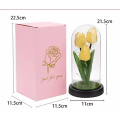 GENERICO - Cúpula con Tulipán Eterna con Luz LED - Flores amarillas