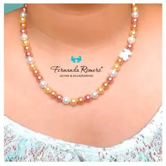 FERNANDA ROMERO JOYAS Y ACCESORIOS - Collar de perlas y lindo Osito de Plata nacional