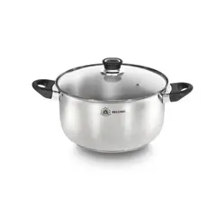 RECORD - OLLA DE ACERO INOXIDABLE DE LUXE FONDO DIFUSOR N22 TAPA VIDRIO